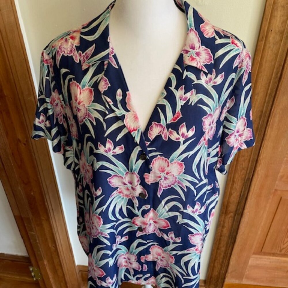 TOMMY BAHAMA Talulla Gardens Camp Shirt in Island Navy L - Picture 5 of 16